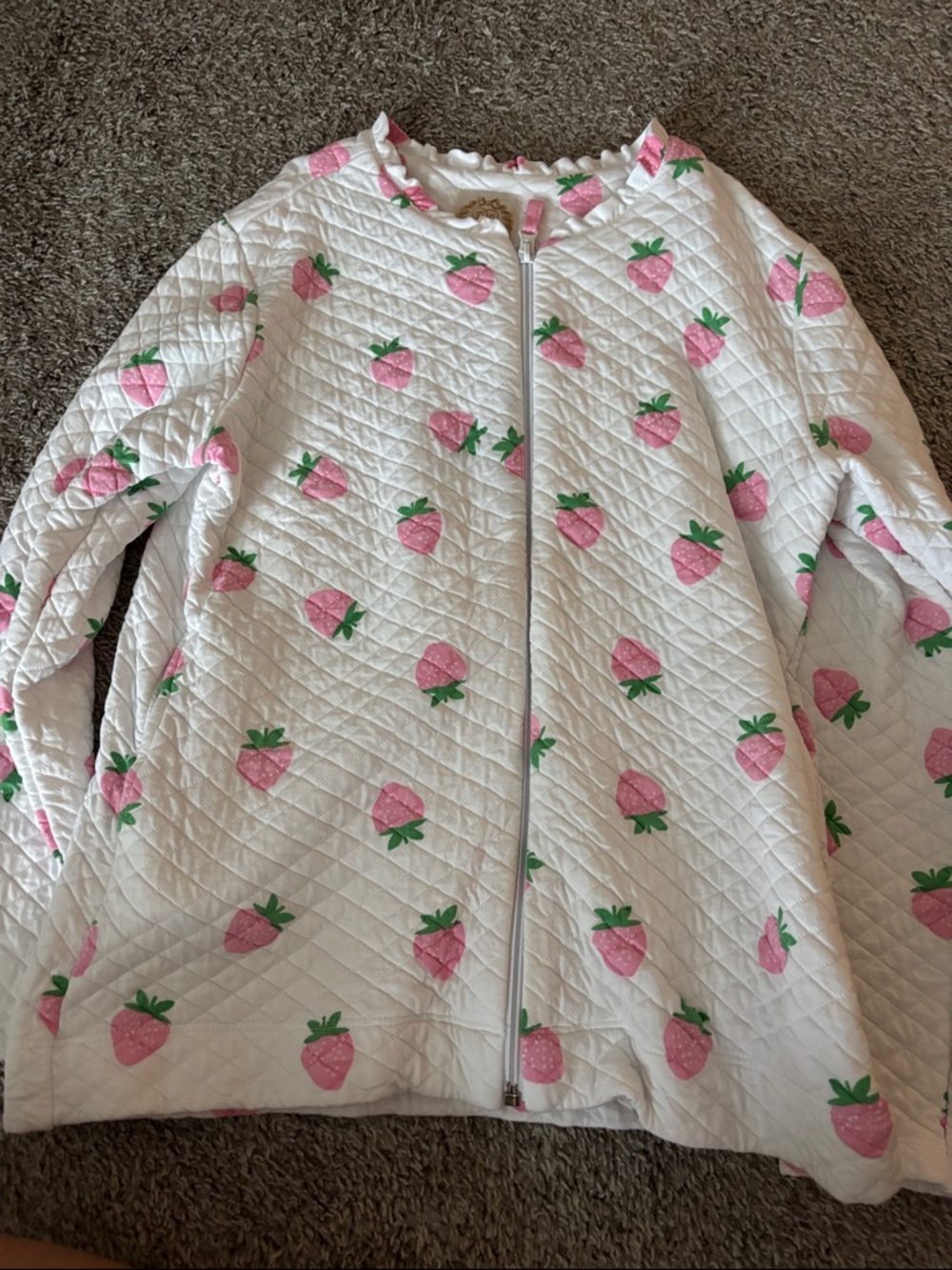 Beaufort Bonnet quilted strawberries zip up.